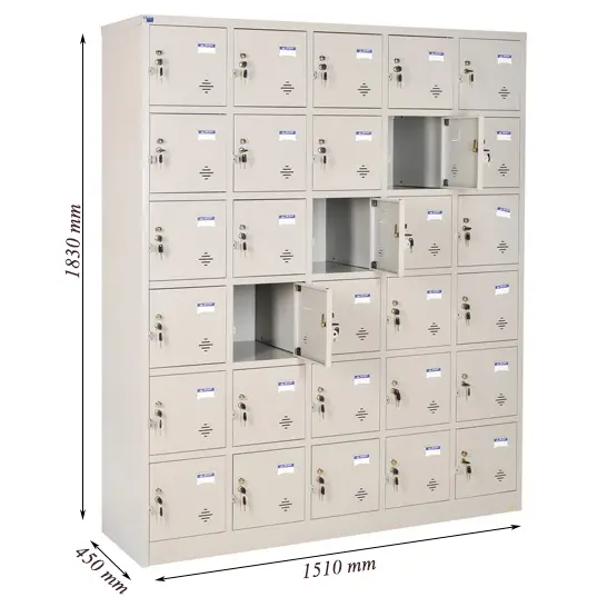 Tủ locker 30 ngăn bố trí trong khu vực công cộng đông người